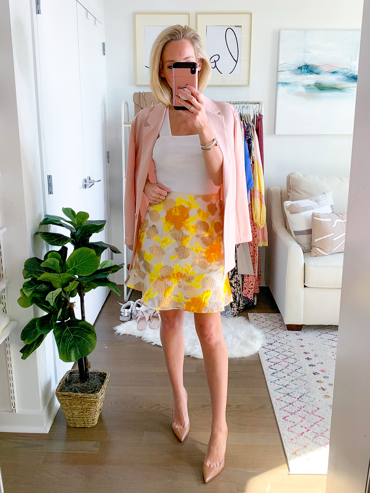 Yellow Floral Mini Skirt