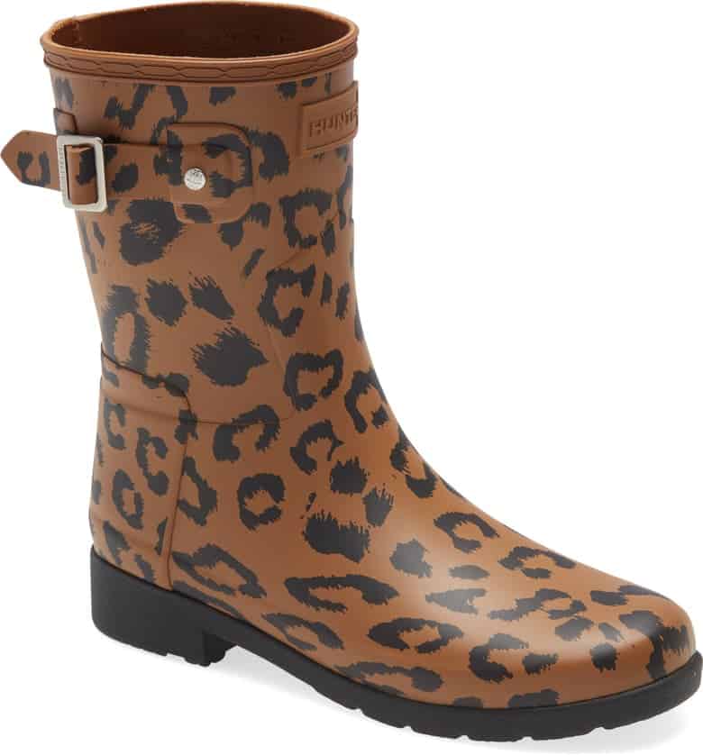 Hunter Original Leopard Print Refined Short Waterproof Rain Boot
