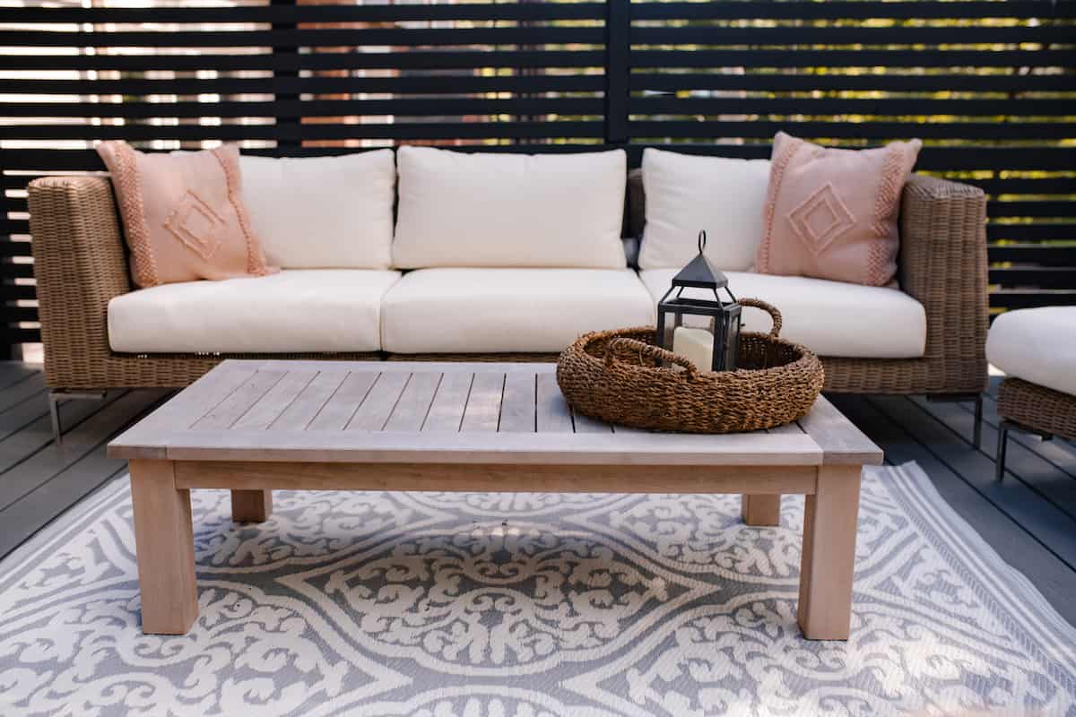Outer Brown Wicker Outdoor Sofa with Armless Chairs